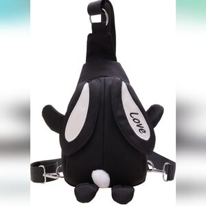 New!Black White Rabbit Bunny Small Backpack Shoulder Bag Daily Or Travel Cute